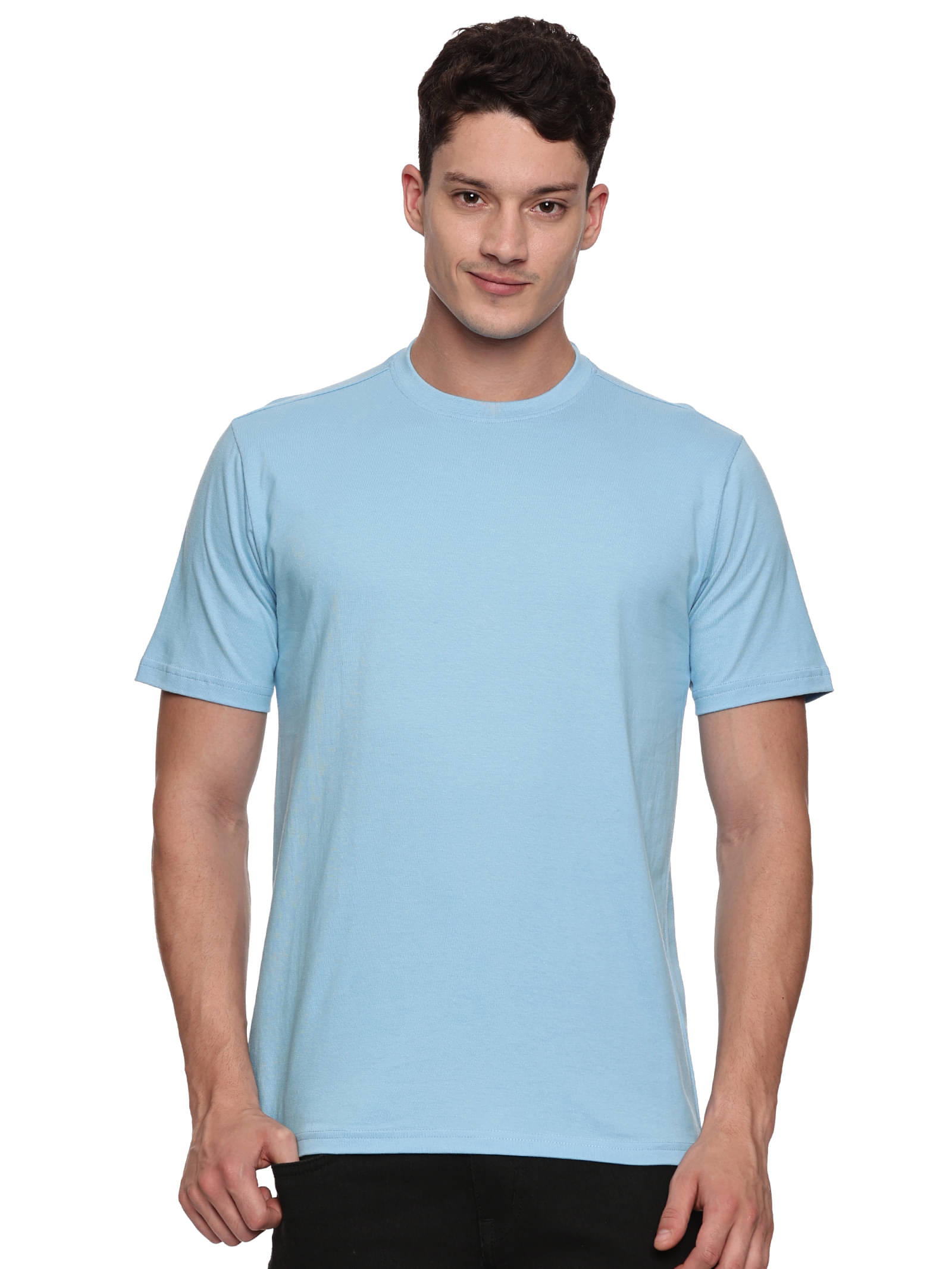BAAGAA Men Viscose Regular Fit Solid T-Shirt ( Sky Blue ) BAAGAA Men Viscose Regular Fit Solid T-Shirt ( Sky Blue )