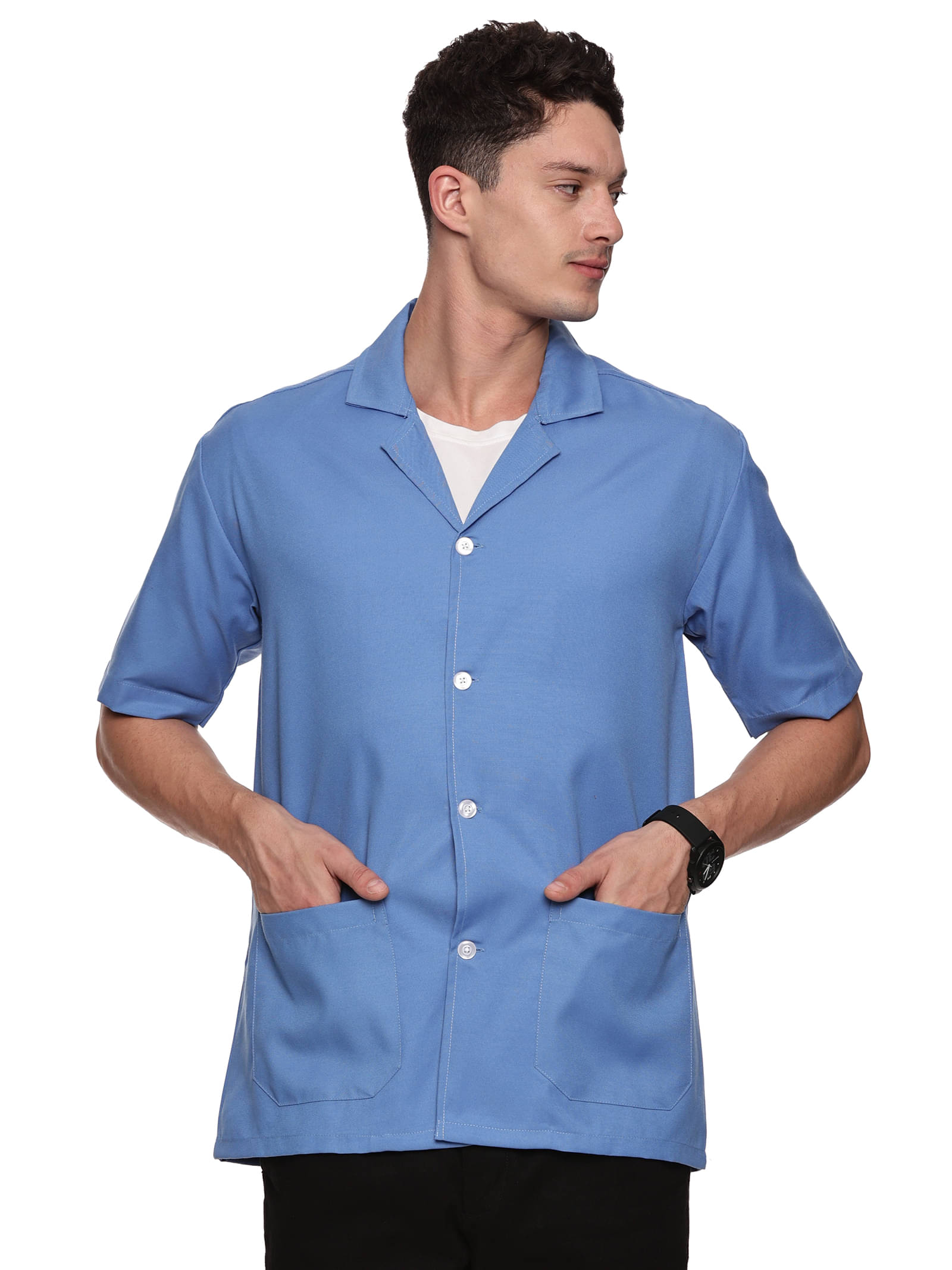 BAAGAA Viscose Regular Fit Solids Half Sleeves Men's Casual Shirt - Blue ( Pack of 1 )     			BAAGAA Viscose Regular Fit Solids Half Sleeves Men's Casual Shirt - Blue ( Pack of 1 )
