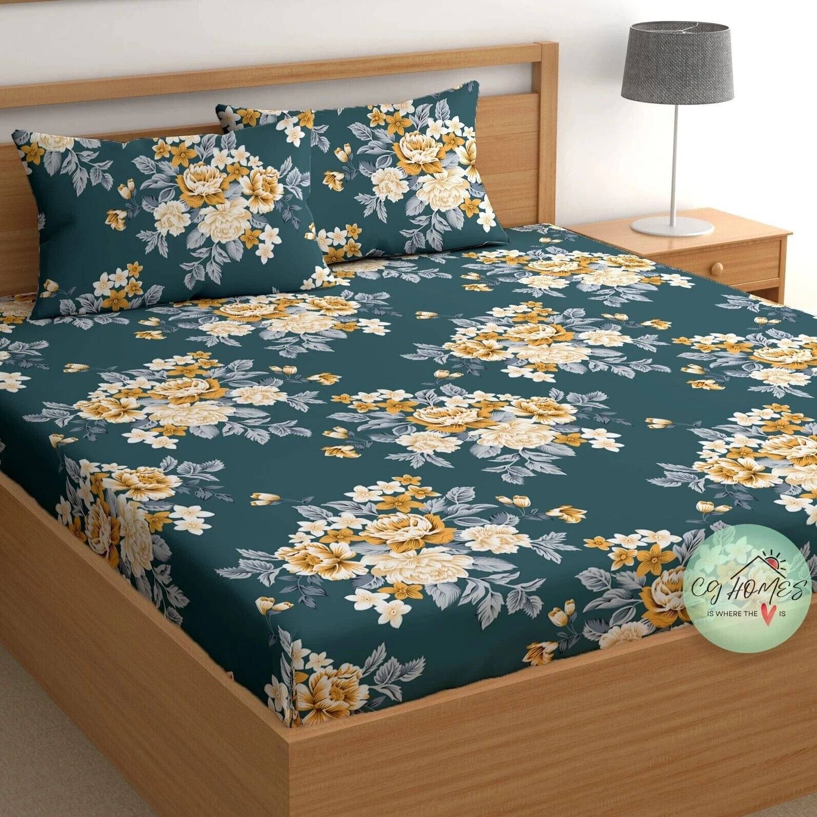 CG HOMES Cotton 1 Double Bedsheet with 2 Pillow Covers ( Green )     			CG HOMES Cotton 1 Double Bedsheet with 2 Pillow Covers ( Green )