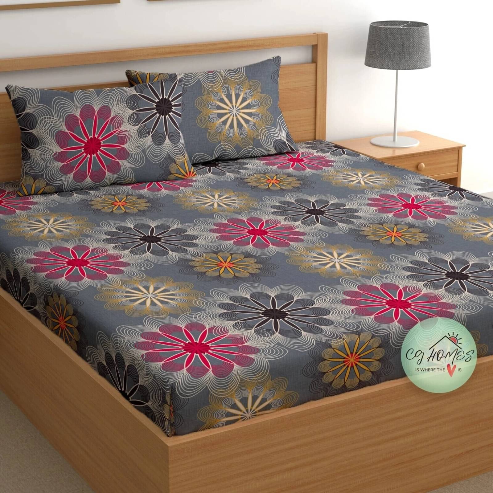 CG HOMES Cotton 1 Double Bedsheet with 2 Pillow Covers ( Gray ) CG HOMES Cotton 1 Double Bedsheet with 2 Pillow Covers ( Gray )