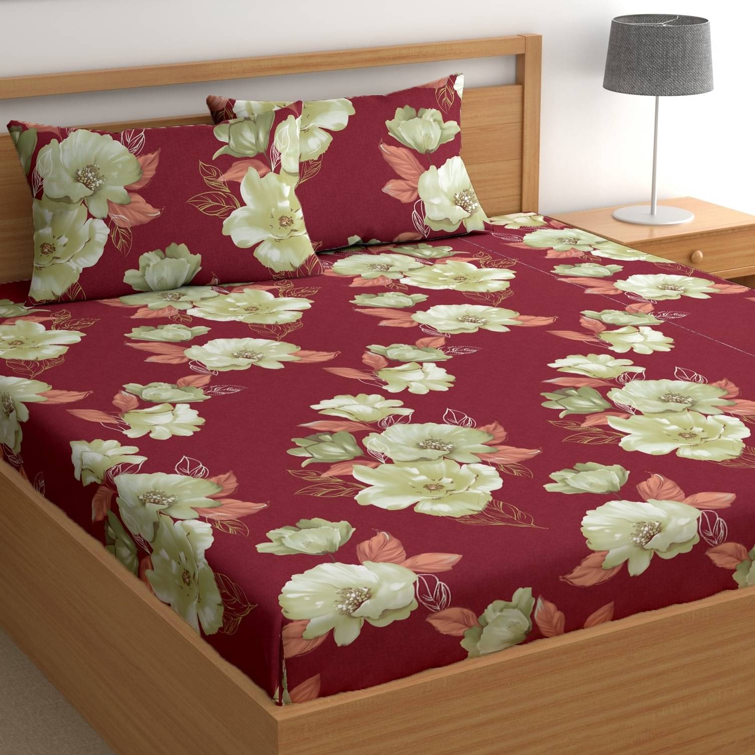 CG HOMES Cotton 1 Double Bedsheet with 2 Pillow Covers ( Maroon )     			CG HOMES Cotton 1 Double Bedsheet with 2 Pillow Covers ( Maroon )