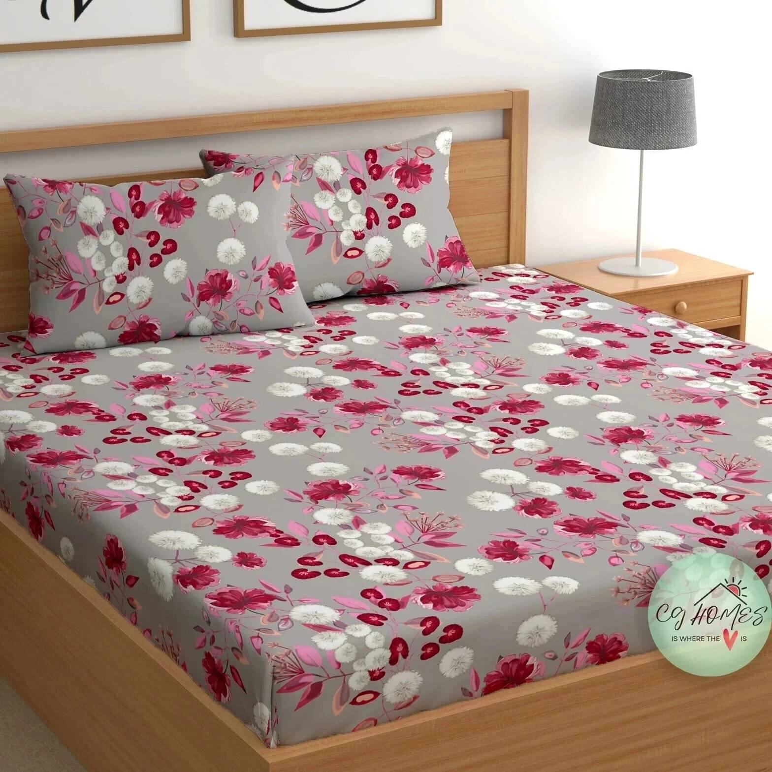 CG HOMES Cotton 1 Double Bedsheet with 2 Pillow Covers ( Grey )     			CG HOMES Cotton 1 Double Bedsheet with 2 Pillow Covers ( Grey )