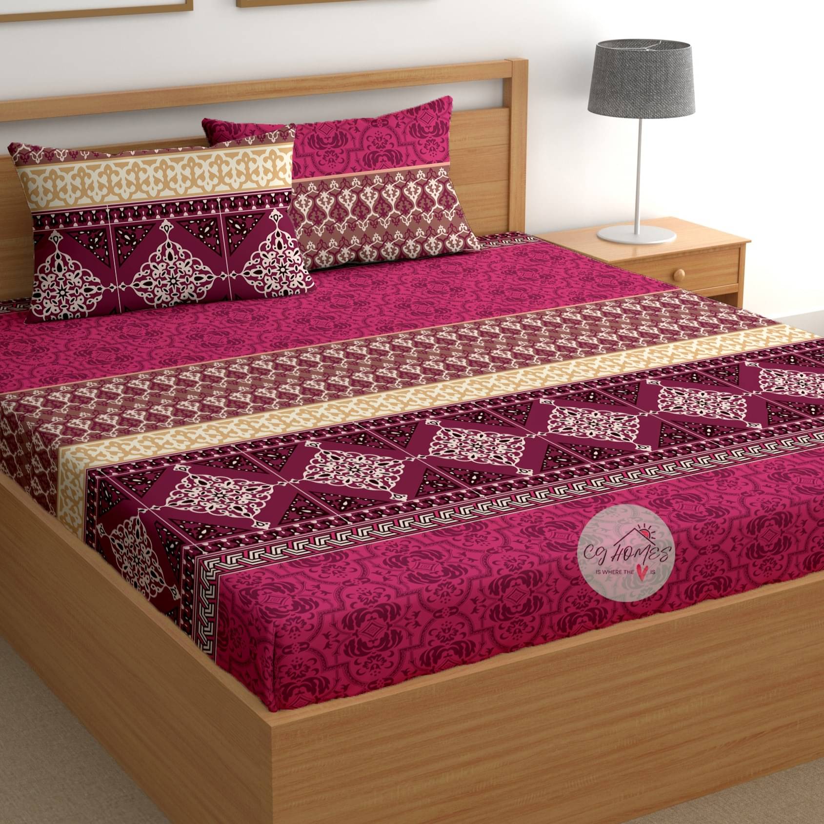 CG HOMES Poly Cotton 1 Double Bedsheet with 2 Pillow Covers ( Maroon ) CG HOMES Poly Cotton 1 Double Bedsheet with 2 Pillow Covers ( Maroon )