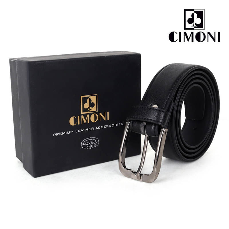     			CIMONI - Black Faux Leather Men's Casual Belt ( Pack of 1 )