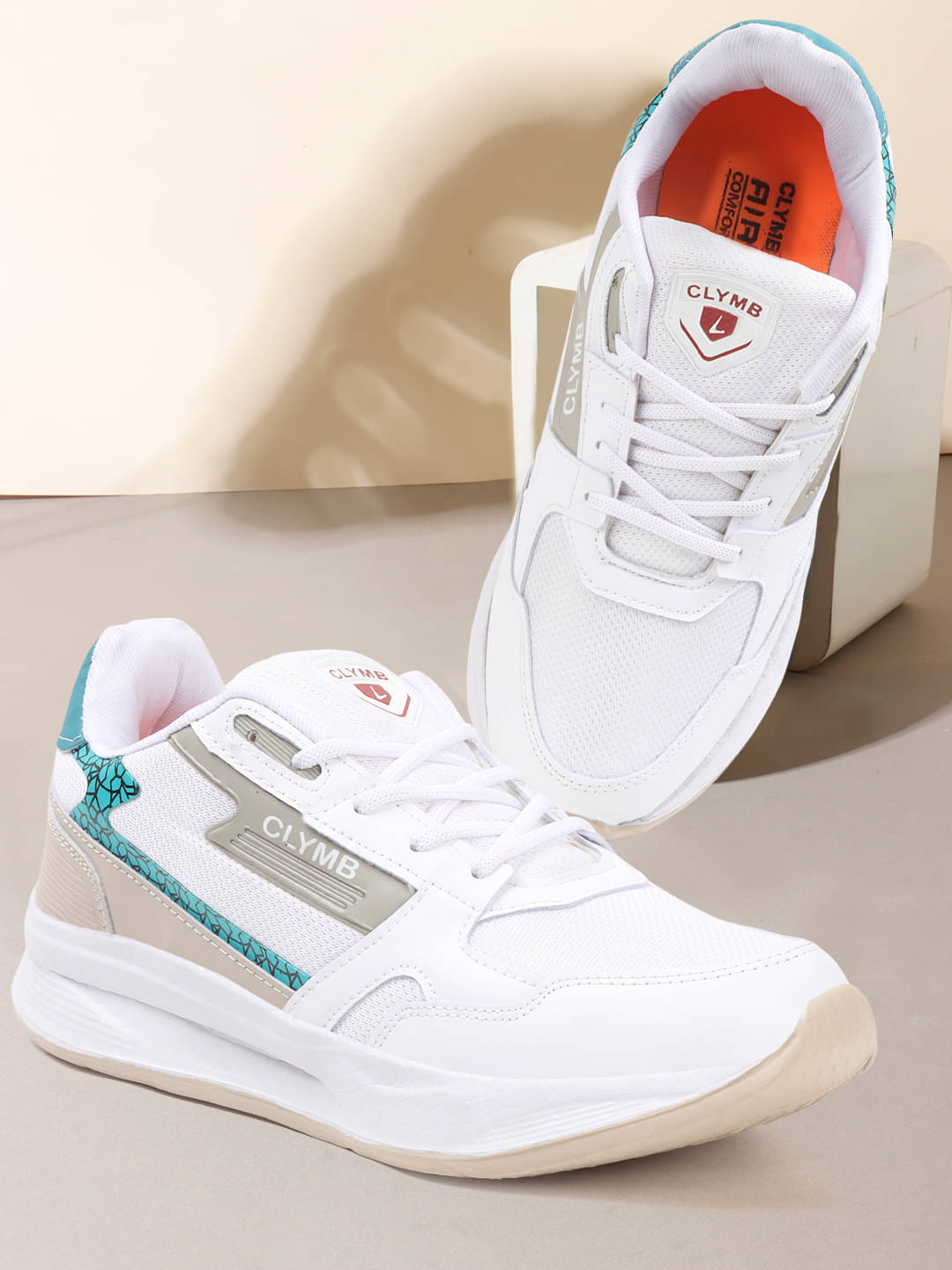     			Clymb White Men's Outdoor Shoes