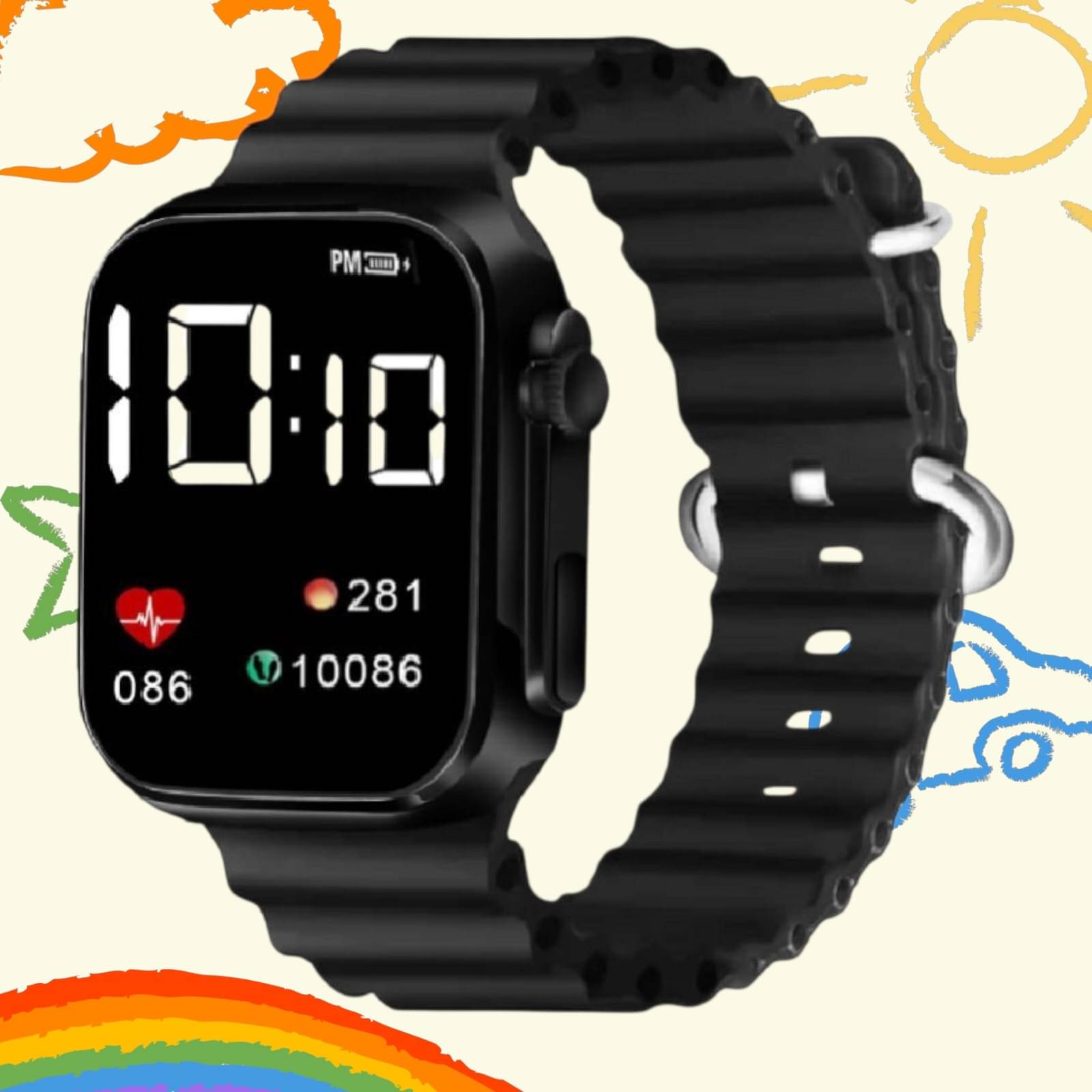     			Cosmic Black Silicon Digital Men's Watch