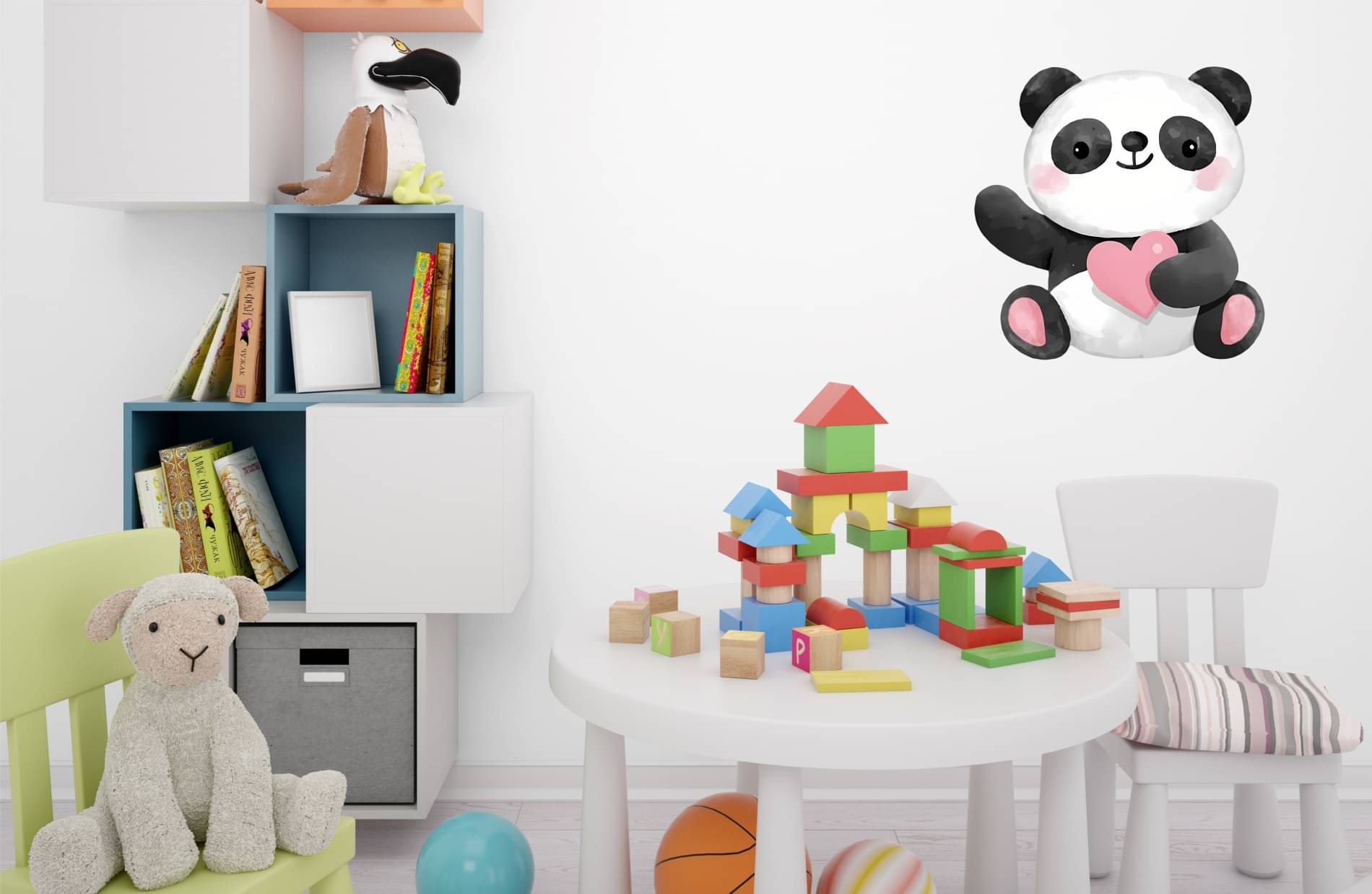 Cute Panda with Heart Vinyl Wall Sticker | 18x18 Inches Kids Room & Nursery Wall Decoration     			Cute Panda with Heart Vinyl Wall Sticker | 18x18 Inches Kids Room & Nursery Wall Decoration