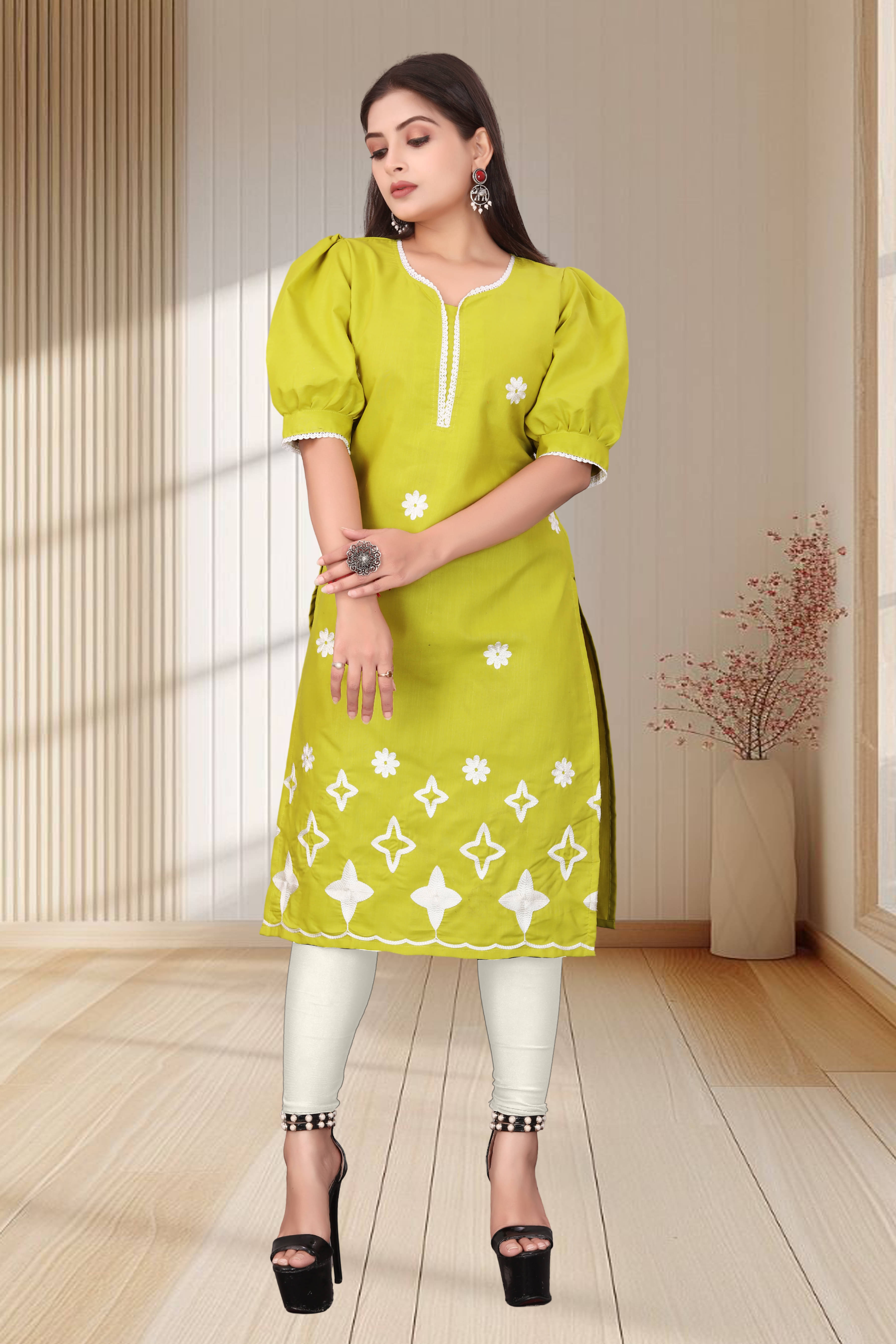 DHANSHREE TEX Women Viscose Rayon Solid A-line Kurti ( Mustard ) DHANSHREE TEX Women Viscose Rayon Solid A-line Kurti ( Mustard )