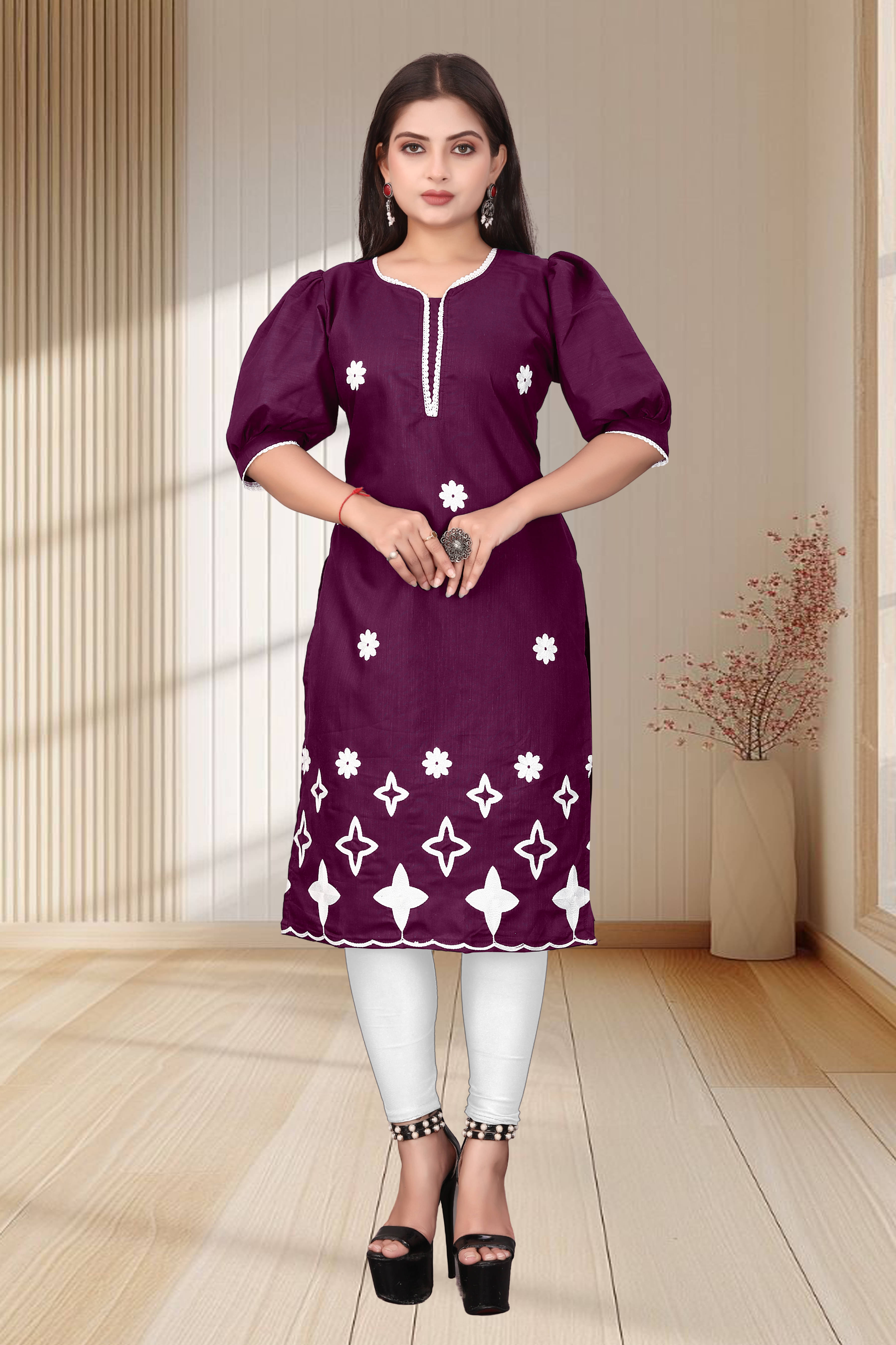 DHANSHREE TEX Women Viscose Rayon Solid A-line Kurti ( Wine ) DHANSHREE TEX Women Viscose Rayon Solid A-line Kurti ( Wine )