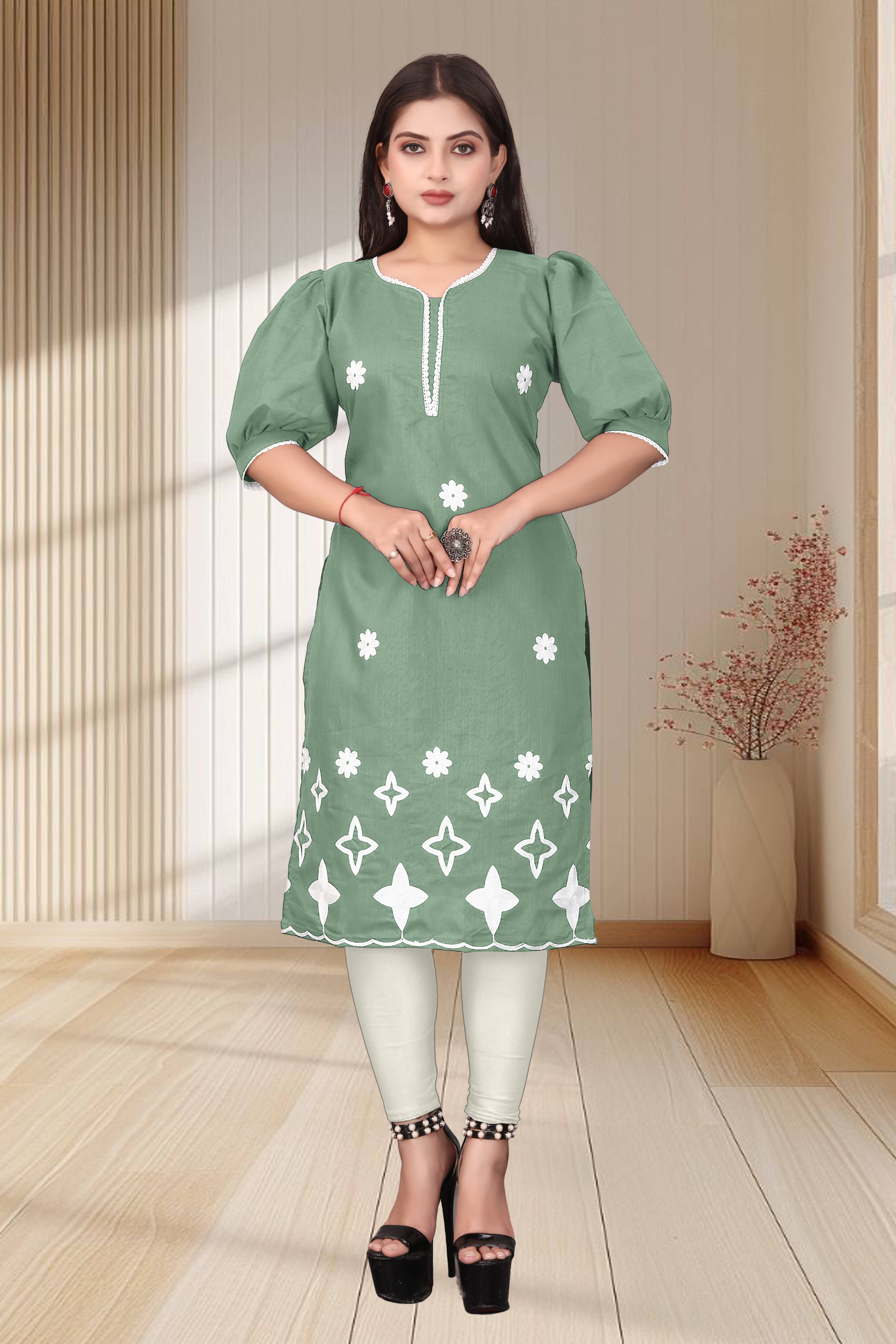 DHANSHREE TEX Women Viscose Rayon Solid A-line Kurti ( Mint Green ) DHANSHREE TEX Women Viscose Rayon Solid A-line Kurti ( Mint Green )