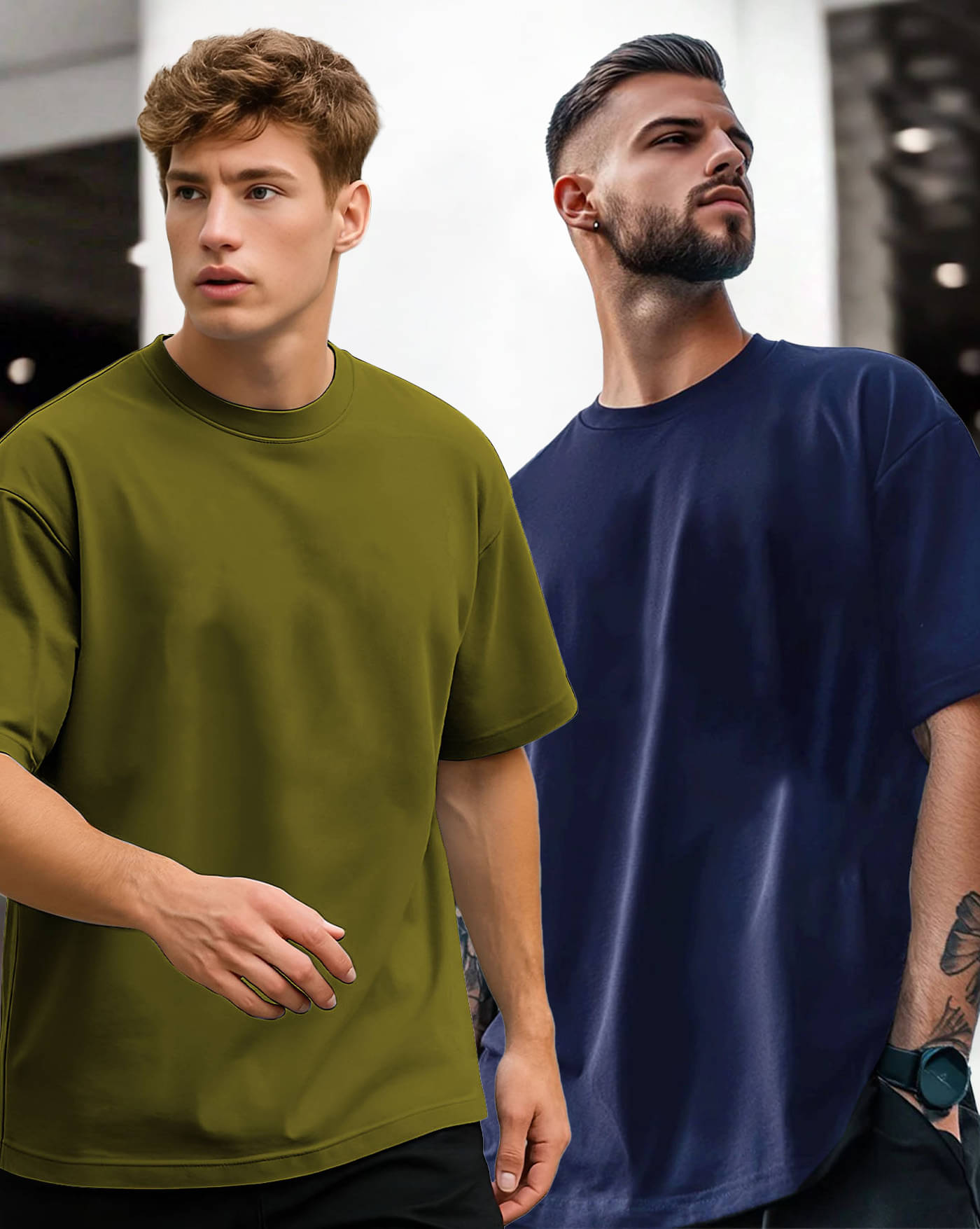 ENITOR Men Cotton Blend Oversized Fit Solid T-Shirt ( Olive )     			ENITOR Men Cotton Blend Oversized Fit Solid T-Shirt ( Olive )