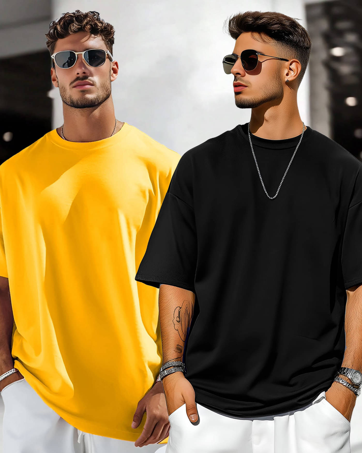 ENITOR Men Cotton Blend Oversized Fit Solid T-Shirt ( Yellow ) ENITOR Men Cotton Blend Oversized Fit Solid T-Shirt ( Yellow )