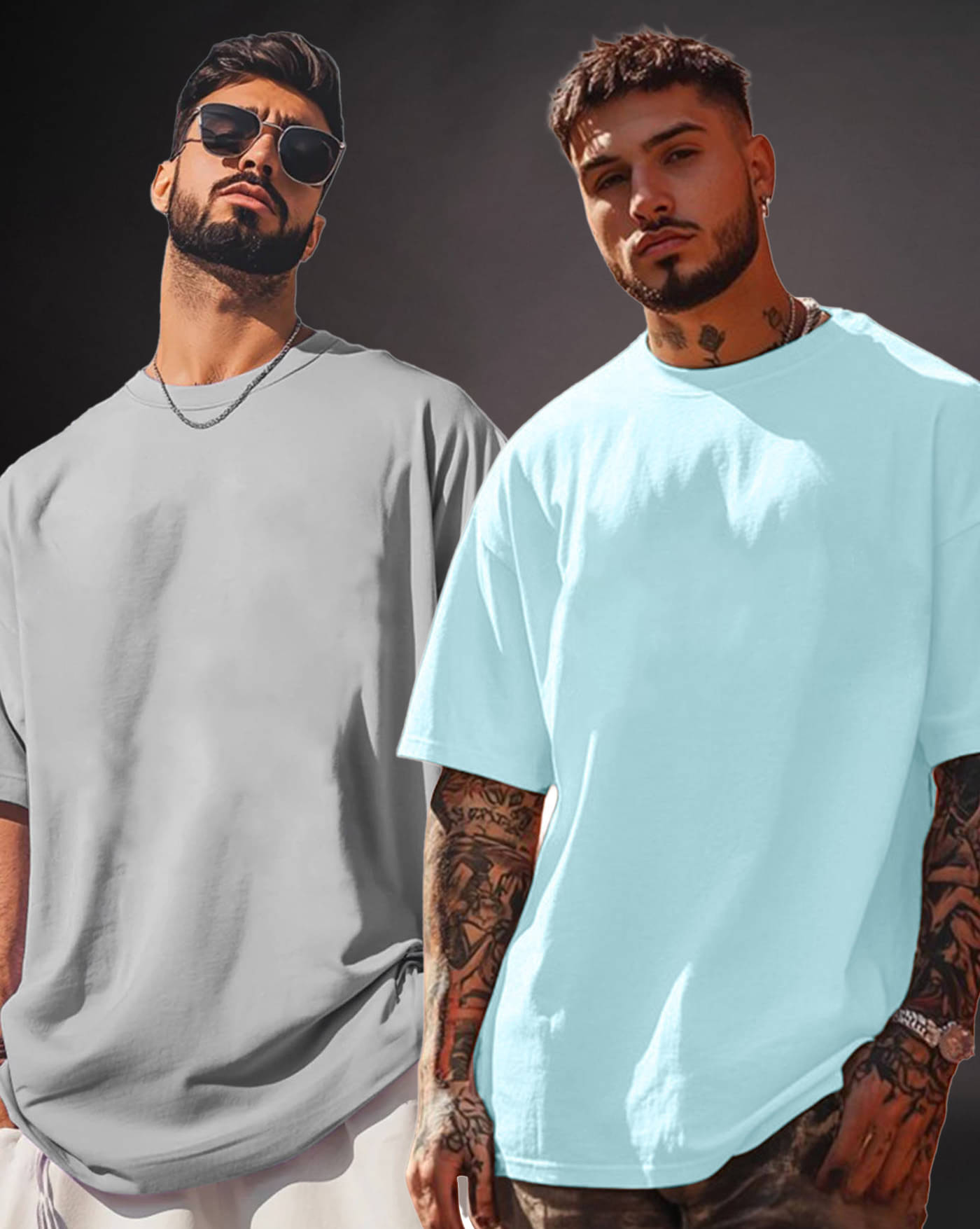ENITOR Men Cotton Blend Oversized Fit Solid T-Shirt ( Sky Blue ) ENITOR Men Cotton Blend Oversized Fit Solid T-Shirt ( Sky Blue )