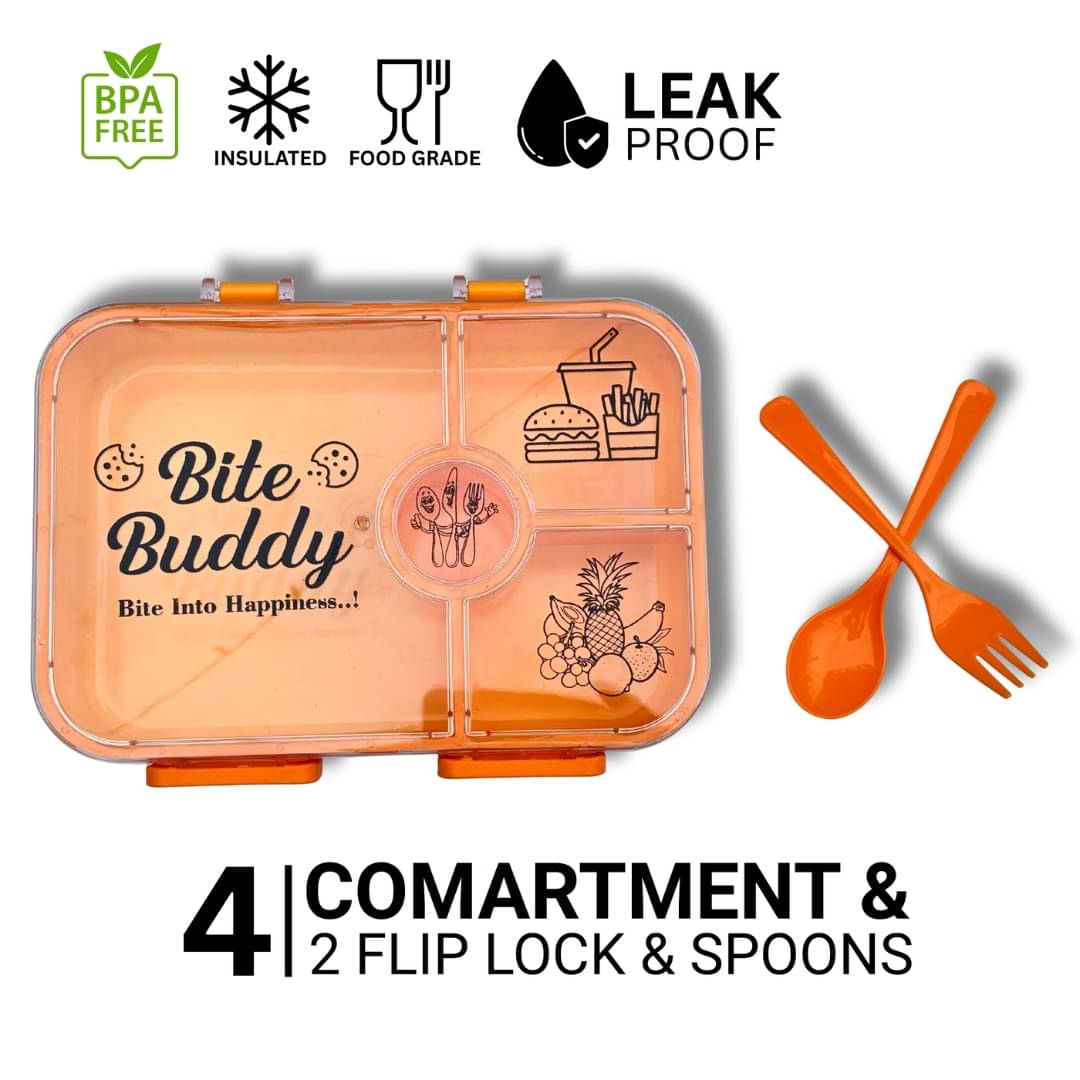     			Esyko Bite Buddy Lunch Box Plastic Lunch Box 4 - Container ( Pack of 1 )