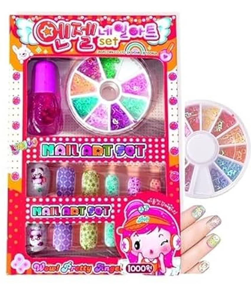 FREEDY Set of 12 Nail Art Set for Girls Aging 4-10yrs a Perfect Birthday Return Gift w Pouch - Jewellery Sets | Buy online on ZillyBuy