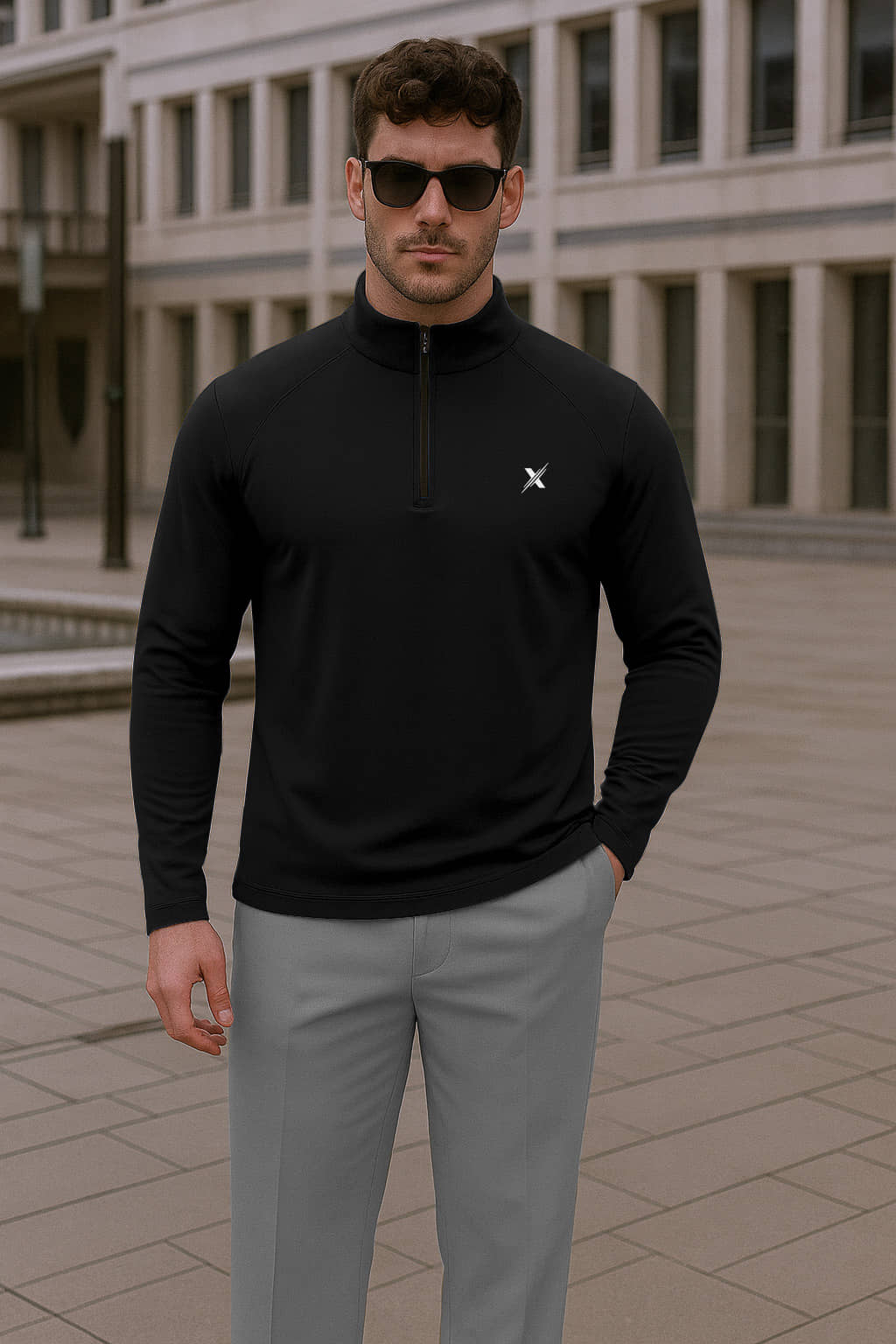 FTX Men Polyester Regular Fit Solid T-Shirt ( Black )