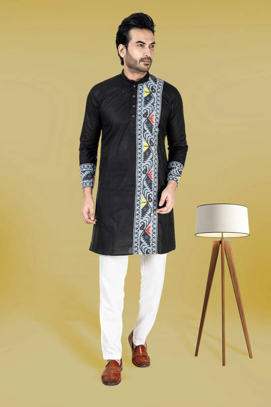     			Franscart Black Cotton Men's Regular Kurta ( Pack of 1 )