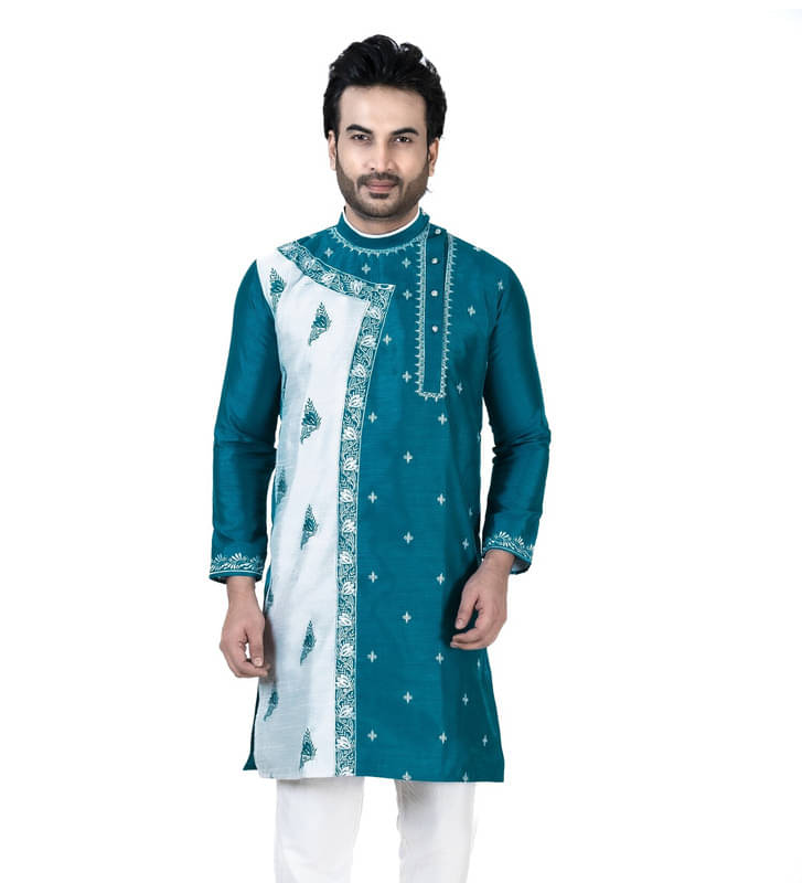 Franscart Blue Silk Men's Regular Kurta ( Pack of 1 ) Franscart Blue Silk Men's Regular Kurta ( Pack of 1 )