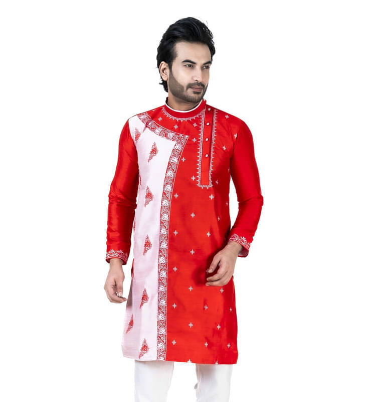 Franscart Red Silk Men's Regular Kurta ( Pack of 1 ) Franscart Red Silk Men's Regular Kurta ( Pack of 1 )