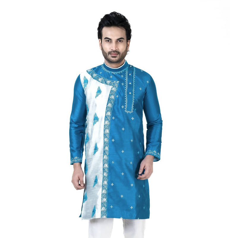Franscart Sky Blue Silk Men's Regular Kurta ( Pack of 1 ) Franscart Sky Blue Silk Men's Regular Kurta ( Pack of 1 )