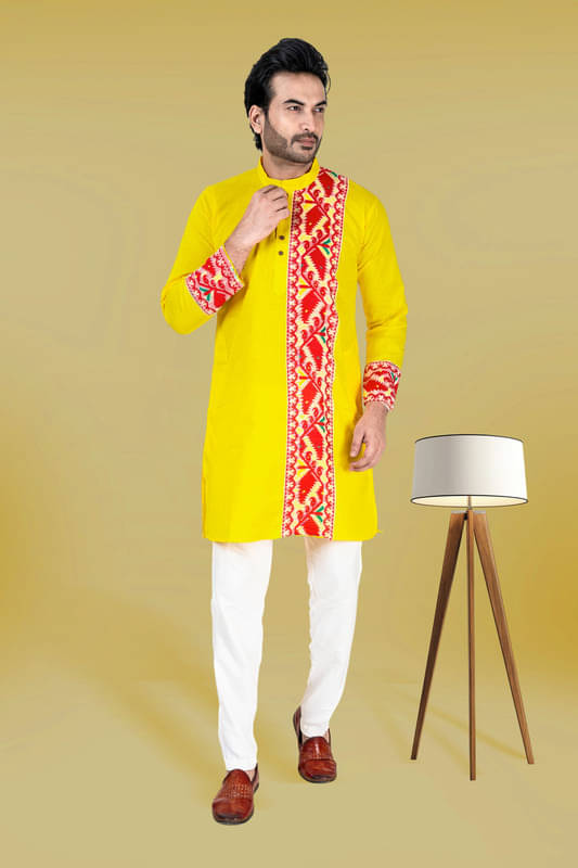 Franscart Yellow Cotton Men's Regular Kurta ( Pack of 1 ) Franscart Yellow Cotton Men's Regular Kurta ( Pack of 1 )