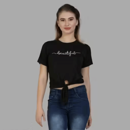 GENERIC CRAZY INTERNATIONAL Women's Cotton Knot Front Top ( Black ) GENERIC CRAZY INTERNATIONAL Women's Cotton Knot Front Top ( Black )
