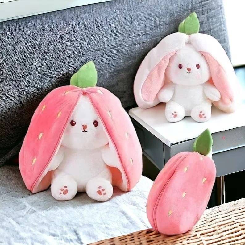     			HELLOBEAR Cute Rabbit Plush Toy - Stuffed Strawberry Bunny  - 35 cm (Pink)