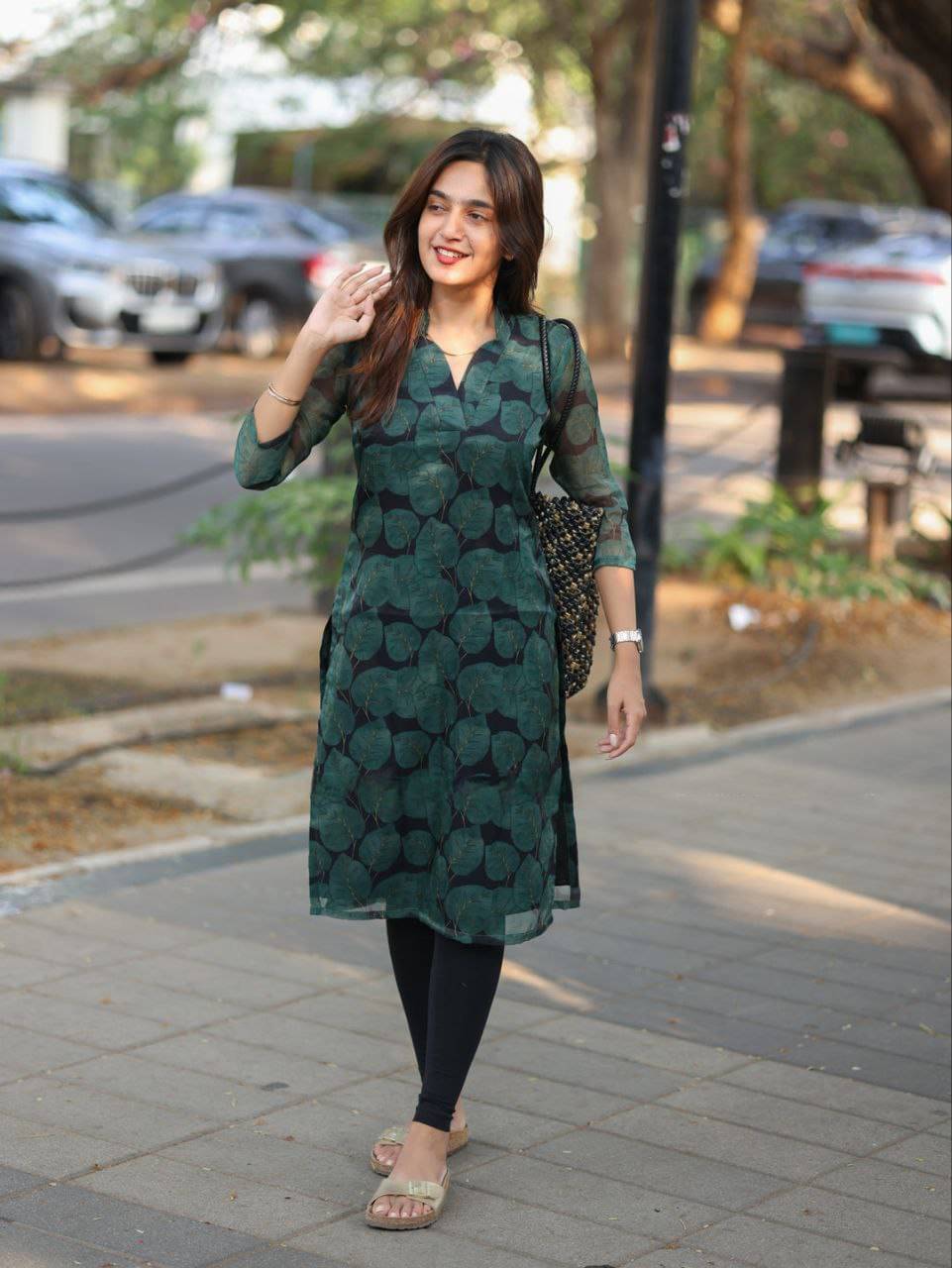 JOYBOX Women Organza Solid A-line Kurti ( Green ) JOYBOX Women Organza Solid A-line Kurti ( Green )