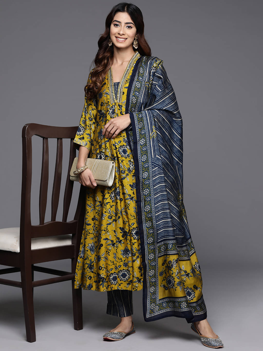 KV Fashion Women Cotton Blend Printed A-line Kurti With Pants ( Yellow ) KV Fashion Women Cotton Blend Printed A-line Kurti With Pants ( Yellow )