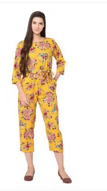     			Lilyn Women Rayon Jumpsuit ( Yellow )