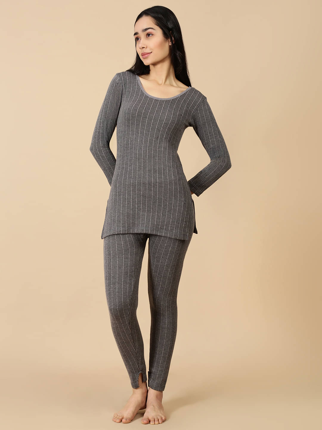     			Lux Cozi Cotton Blend Thermal Sets ( Charcoal , Pack of 1 )