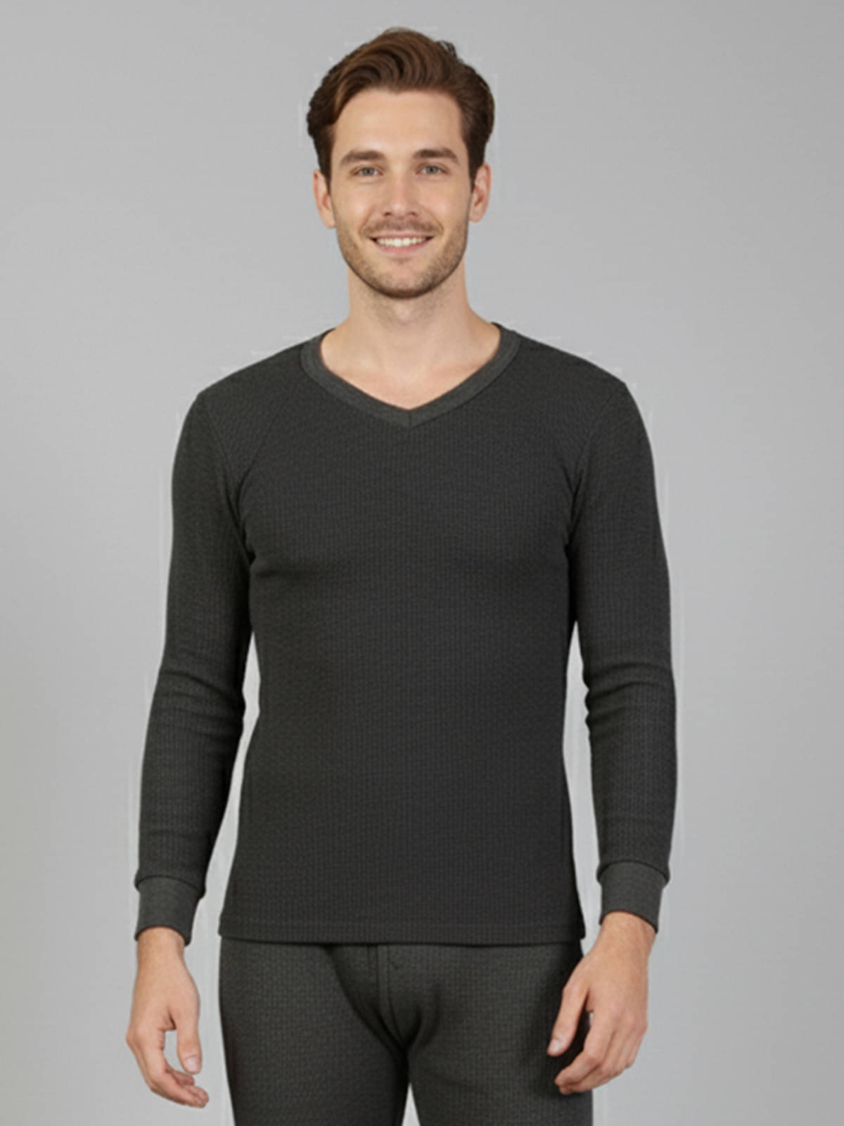 Lux Cozi Pack of 1 Cotton Blend Thermal Tops For Men's ( Charcoal ) Lux Cozi Pack of 1 Cotton Blend Thermal Tops For Men's ( Charcoal )