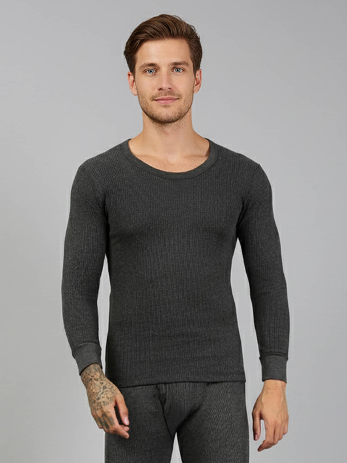     			Lux Cozi Pack of 1 Cotton Blend Thermal Tops For Men's ( Charcoal )