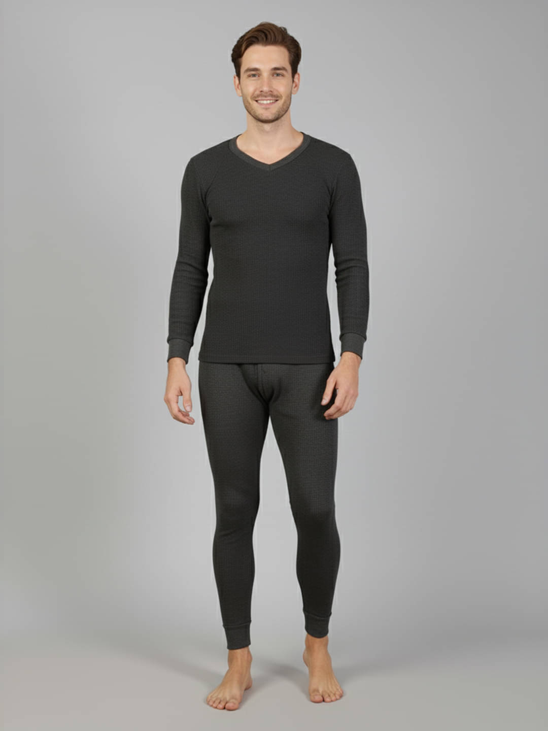 Lux Cozi Pack of 1 Cotton Blend Thermal Sets For Men's ( Charcoal ) Lux Cozi Pack of 1 Cotton Blend Thermal Sets For Men's ( Charcoal )