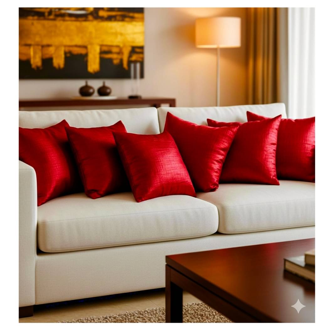     			MAHAMAYA FABRICS & FASHION Set of 5 Silk Ethnic Square Cushion Cover (40X40)cm - Maroon