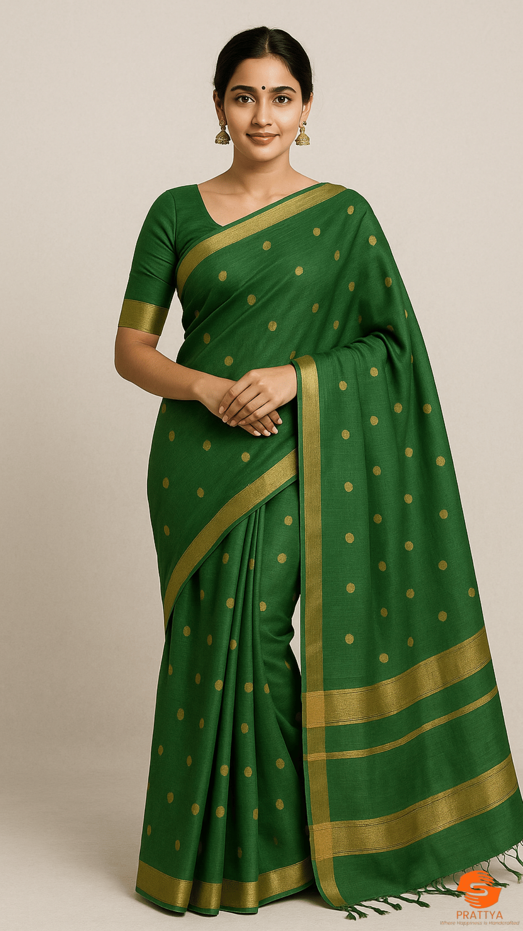 PRATTYA Silk Woven Design Bhagalpuri Saree With Unstitched Blouse Piece ( Green )     			PRATTYA Silk Woven Design Bhagalpuri Saree With Unstitched Blouse Piece ( Green )