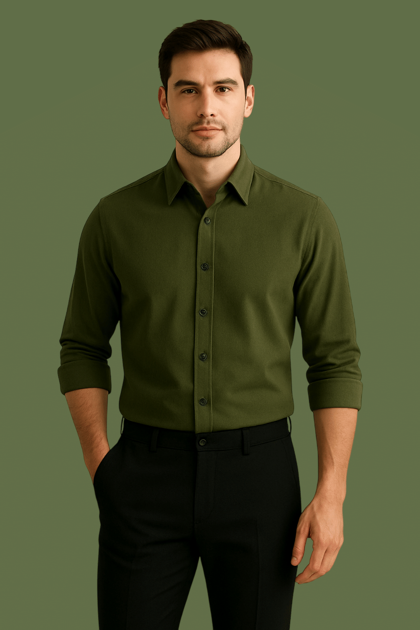 Panchvati Enterprise Cotton Blend Regular Fit Solids Full Sleeves Men's Casual Shirt - Green ( Pack of 1 ) Panchvati Enterprise Cotton Blend Regular Fit Solids Full Sleeves Men's Casual Shirt - Green ( Pack of 1 )