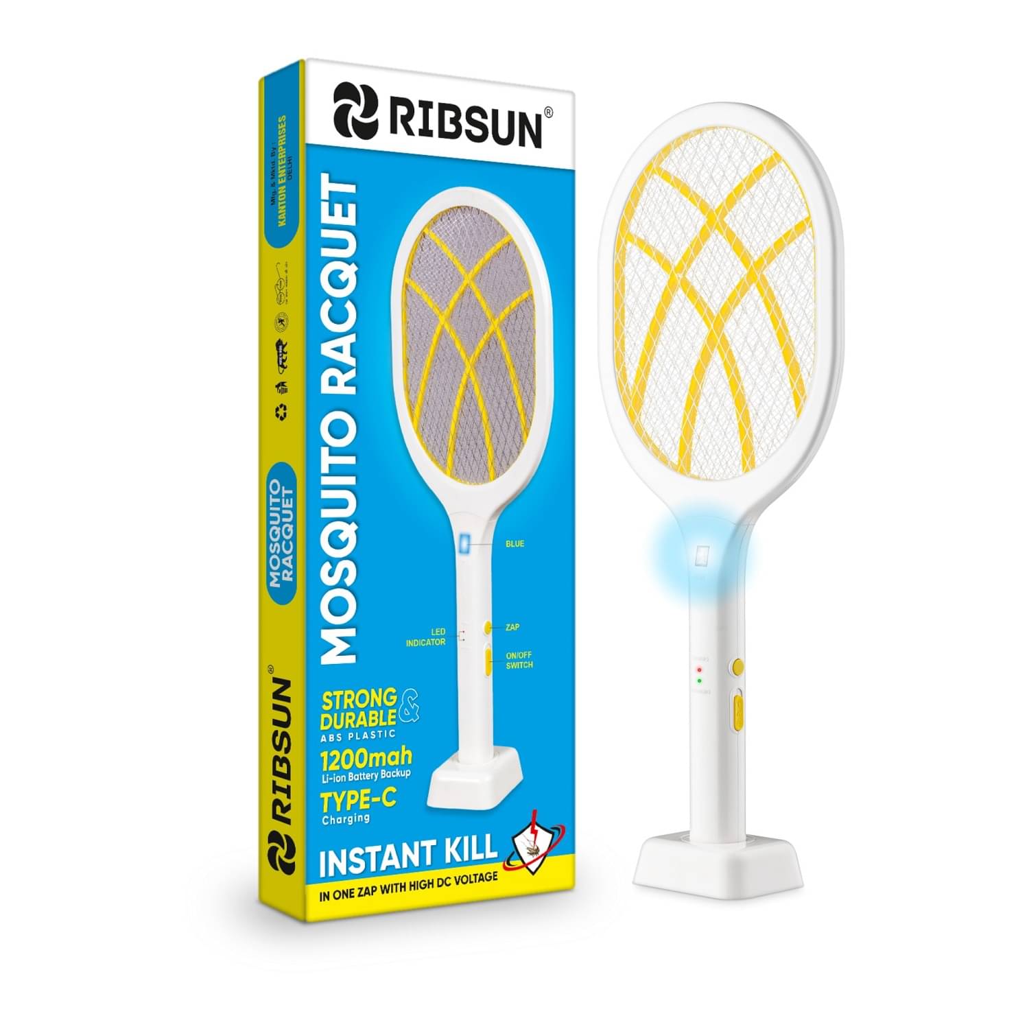     			RIBSUN Heavy Duty Mosquito Racquet Bat | Rechargeable Electric Fly Swatter Electric Insect Killer Indoor, Outdoor  (Fly Swatter)