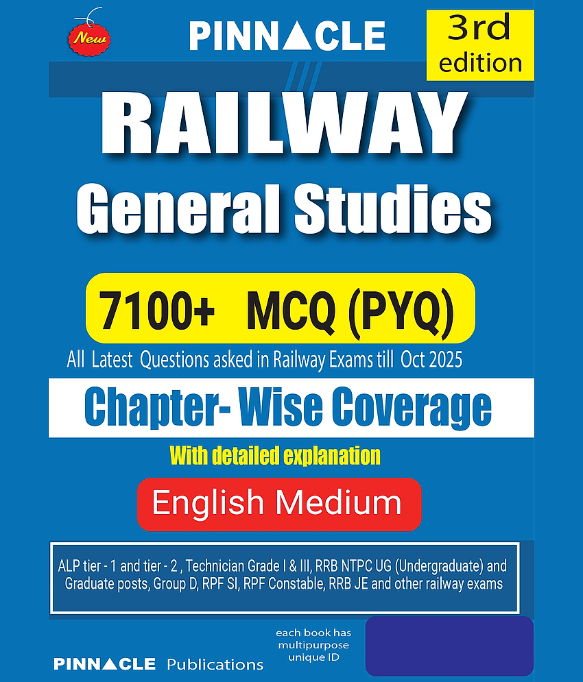 Railway General Studies 2026 – 7100+ PYQ MCQs with Detailed Explanations | English Medium | 3rd Edition | Updated Oct 2025 - Stationery | Buy online on ZillyBuy