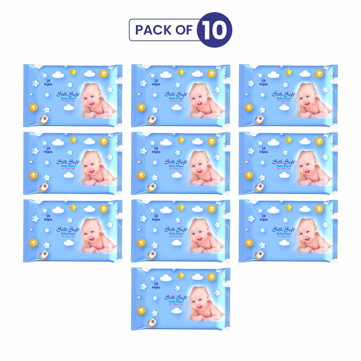     			Silk Soft Non Scented For Babies ( Pack of 10 )