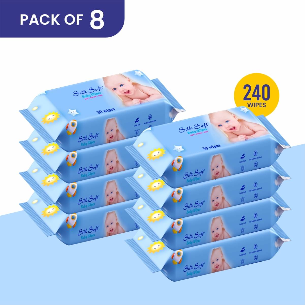     			Silk Soft Non Scented For Babies ( Pack of 8 )