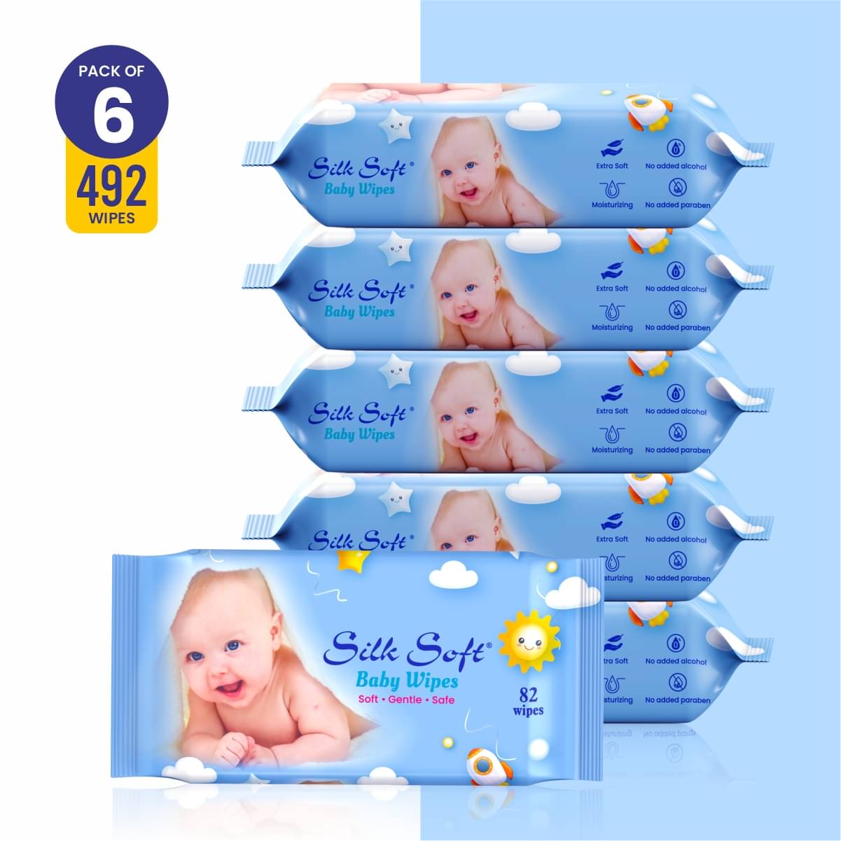     			Silk Soft Non Scented For Babies ( Pack of 6 )