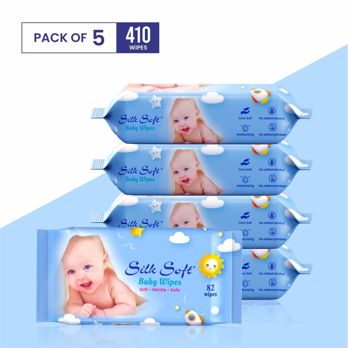     			Silk Soft Non Scented For Babies ( Pack of 5 )
