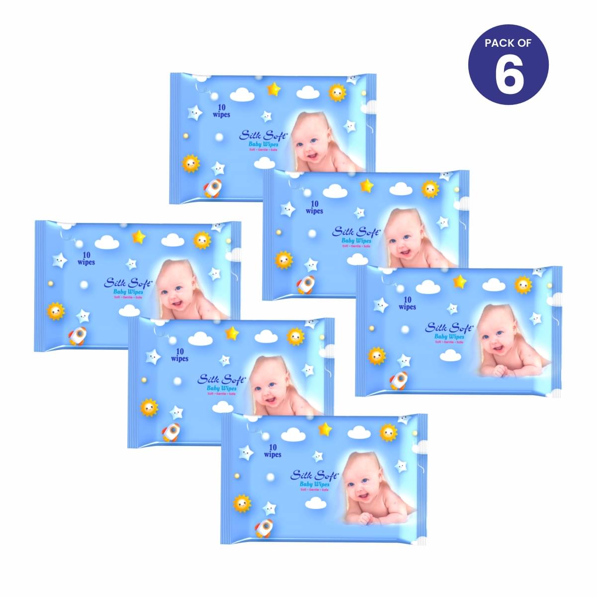     			Silk Soft Non Scented Wet wipes For Babies ( Pack of 6 )