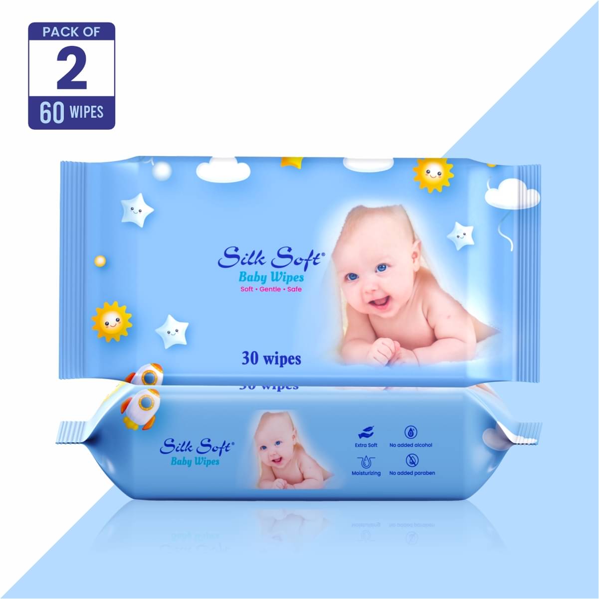 Silk Soft Non Scented Wet wipes For Babies ( Pack of 2 )     			Silk Soft Non Scented Wet wipes For Babies ( Pack of 2 )