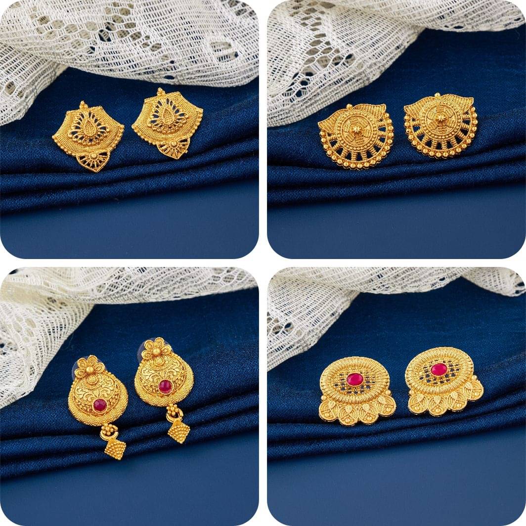     			TheSanga Golden Jhumki Earrings ( Pack of 4 )