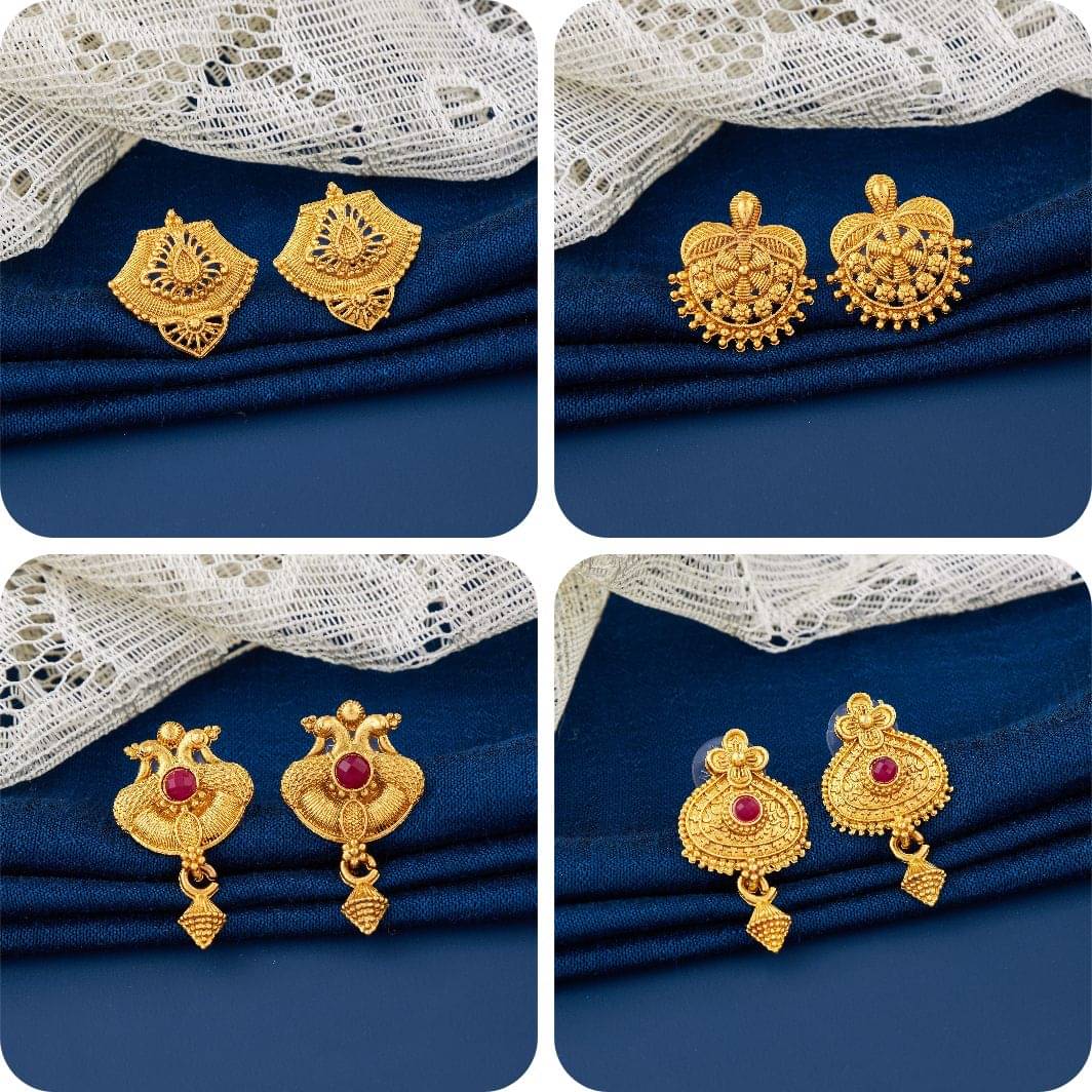    			TheSanga Golden Jhumki Earrings ( Pack of 4 )