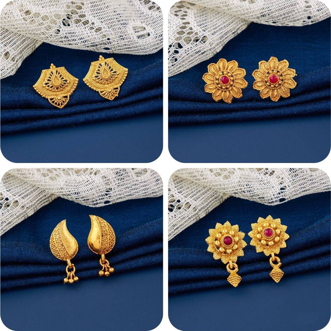     			TheSanga Golden Jhumki Earrings ( Pack of 4 )