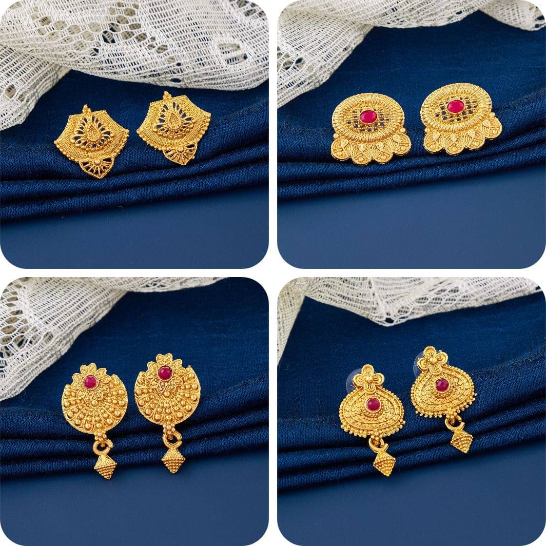     			TheSanga Golden Jhumki Earrings ( Pack of 4 )