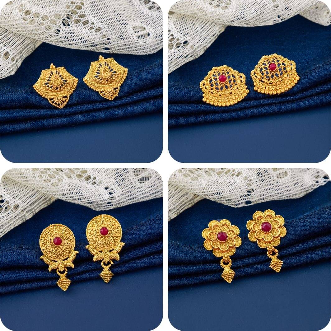     			TheSanga Golden Jhumki Earrings ( Pack of 4 )